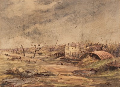 Lot 240 - Hardie (Martin, 1875-1952). Dug outs in front line Hun trenches..., watercolour, 1918