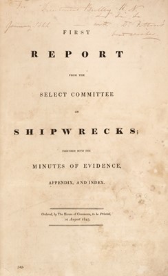 Lot 370 - Shipwrecks. First Report from the Select Committee on Shipwrecks, 2 parts in 1, 1843