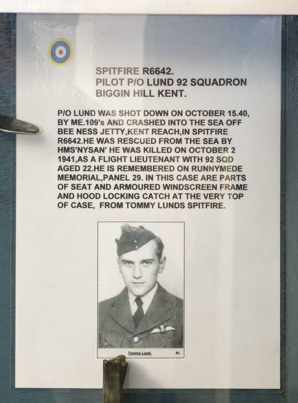 Lot 427 - Spitfire R6642. Relics recovered from