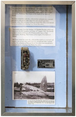 Lot 438 - Heinkel HeIII P. Relics recovered from Heinkel III P shot down by 602 Squadron on 16 August 1940