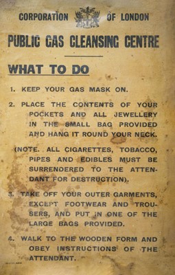 Lot 447 - Air Raid Precaution. WWII London Public Gas Cleansing Centre poster