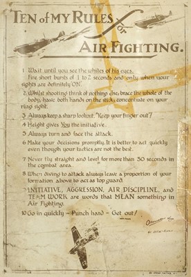 Lot 516 - Battle of Britain. Battle of Britain. Ten of My Rules For Air Fighting by Sailor Malan