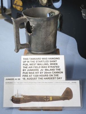 Lot 523 - Junkers Ju 88. A pewter beer mug which was hanging in Startled Saint pub