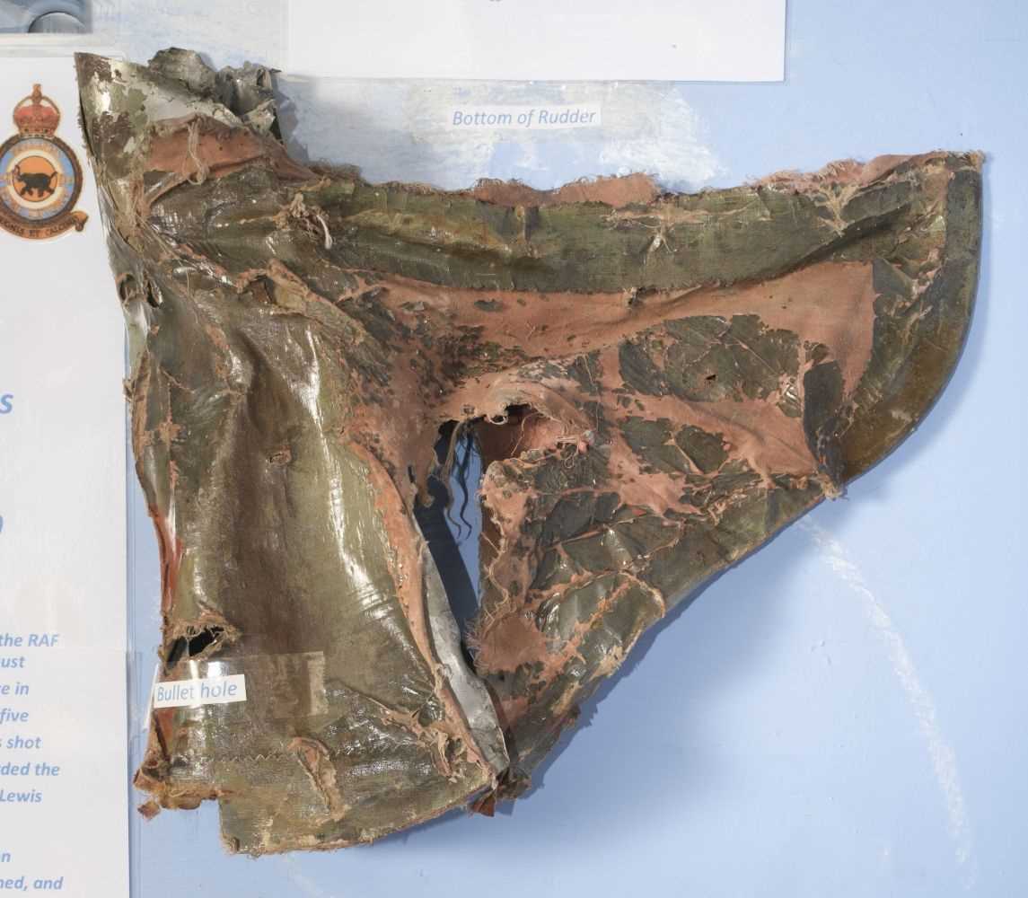 Lot 536 - Messerschmitt Me 109. Bottom of the rudder recovered from Me109 E-1 crashed on 25 October 1940