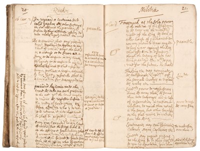 Lot 285 - Manuscript Volume. A manuscript notebook of observations on religion, circa 1655