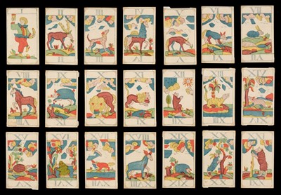 Lot 477 - German animal tarot playing cards. Bavarian Tiertarock, Regensburg: F. Dominicus Miller, circa 1760