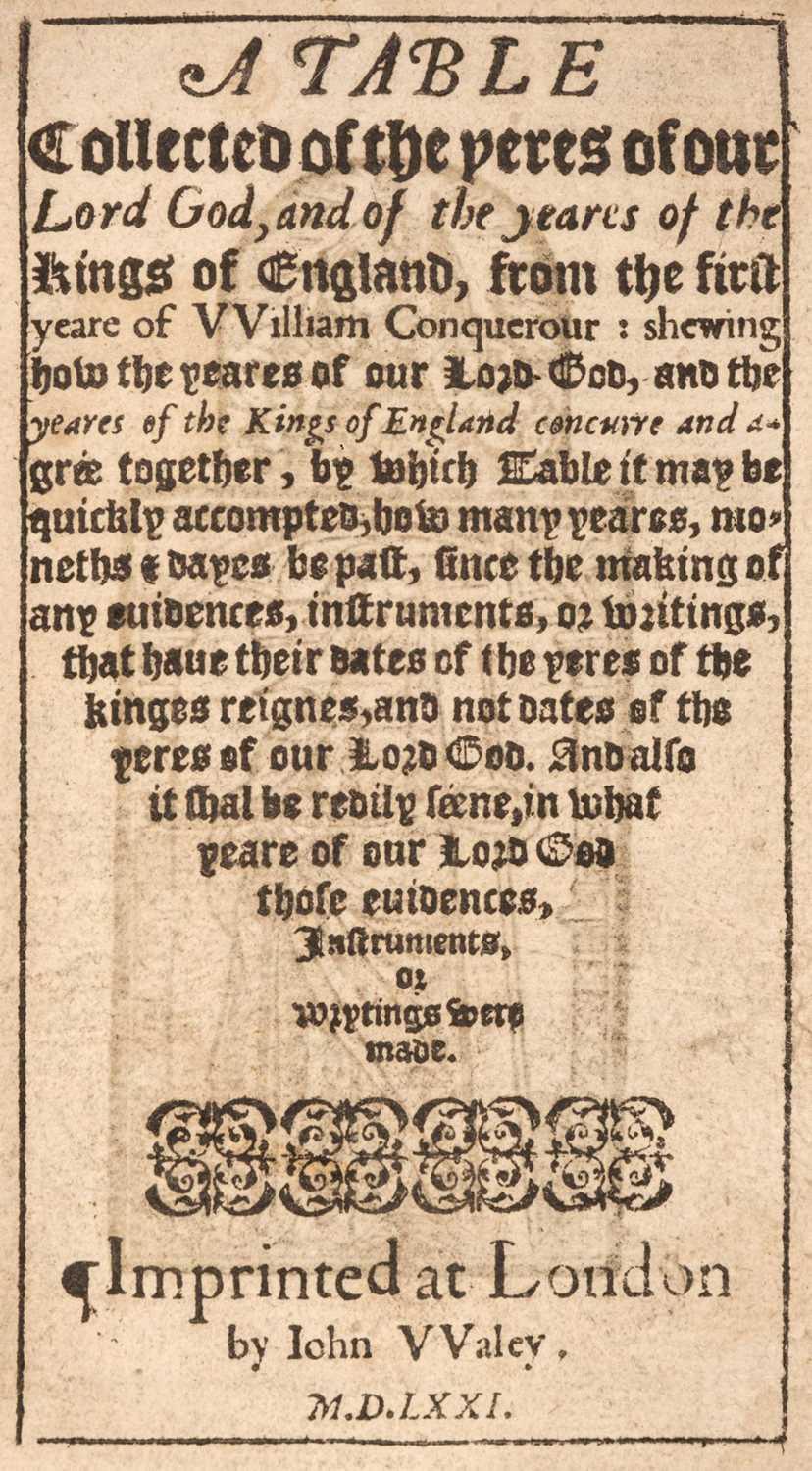 Lot 245 Rastell (William). A Table Collected of the