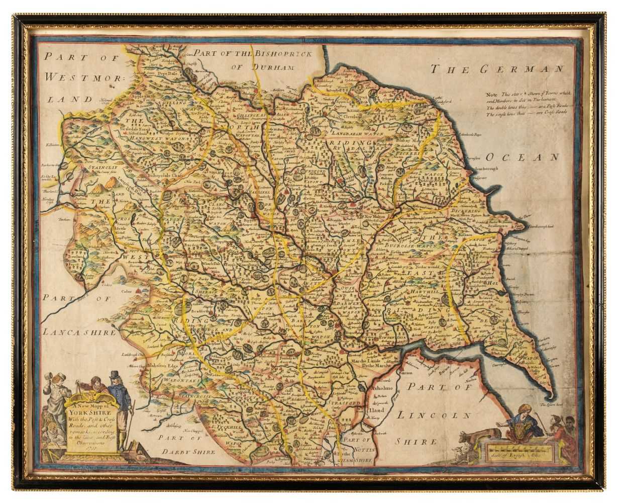 Lot 162 - Yorkshire. Nicholls (Sutton), A New Mapp of Yorkshire with the Post & Cross Roads..., 1711