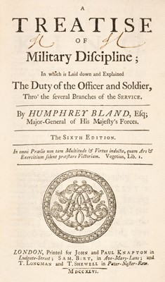 Lot 340 - Bland (Humphrey). A Treatise of Military Discipline, 6th edition, 1746