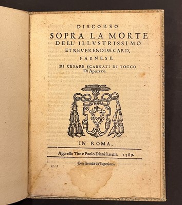 Lot 253 - Scarnati (Cesare). Discorso sopra la morte dell' illustrissimo etreverendiss, 1589