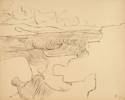 Lot 191 - Pasmore (Victor, 1908-1988). Rocks and Sea (Beach in Cornwall), 1950, pen and ink