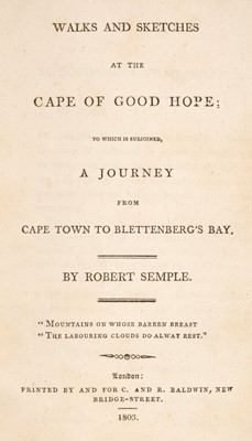 Lot 35 - Semple (Robert). Walks and Sketches at the Cape of Good Hope, 1st edition, 1803