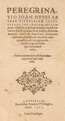 Lot 242 - Hese (Jean de). Peregrinatio ab urbe Hiervsalem institute, 1565