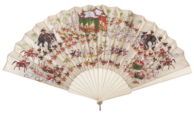 Lot 577 - Burma. A hand-painted folding fan, circa 1900