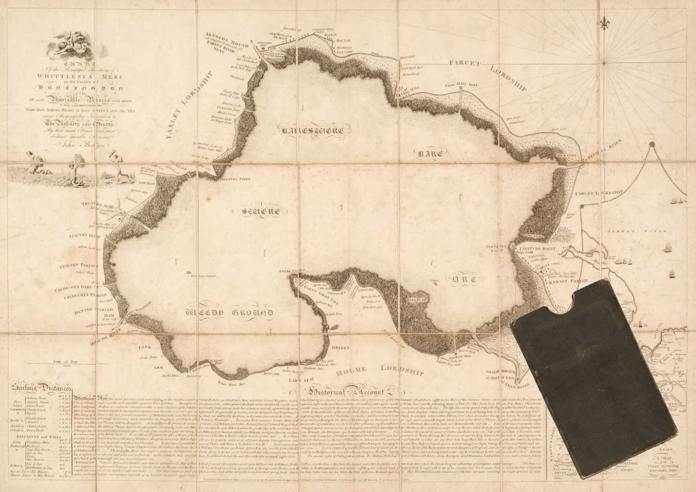 Lot 110 - Huntingdonshire. Bodger (John), A Chart of the Beautiful Fishery of Whittlesea Mere..., 1786