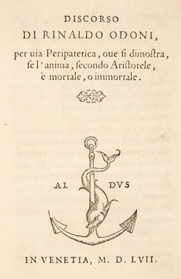 Lot 236 - Odoni (Rinaldo). Discorso... per uia Peripatetica, Aldine Press, 1557