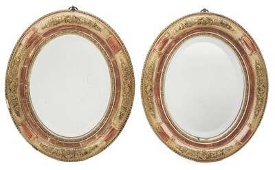 Lot 429 - Mirrors. An attractive pair of late Victorian oval giltwood mirrors