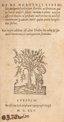 Lot 232 - Estienne (Charles). De Re Hortensi libellus, Paris, 1545