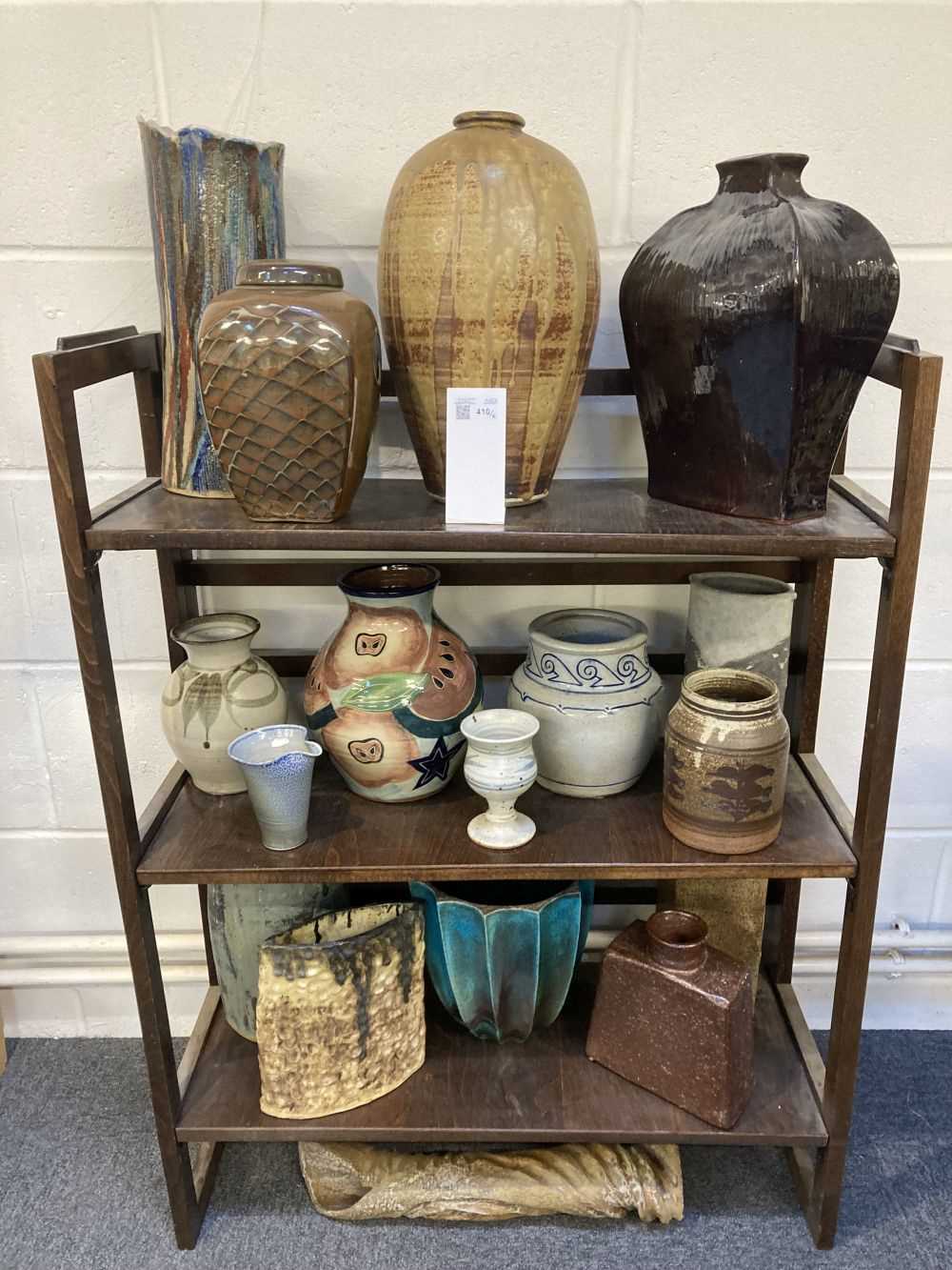 Lot 410 - Studio Pottery. A collection of studio pottery including a vase by David Frith, Brookhouse Pottery