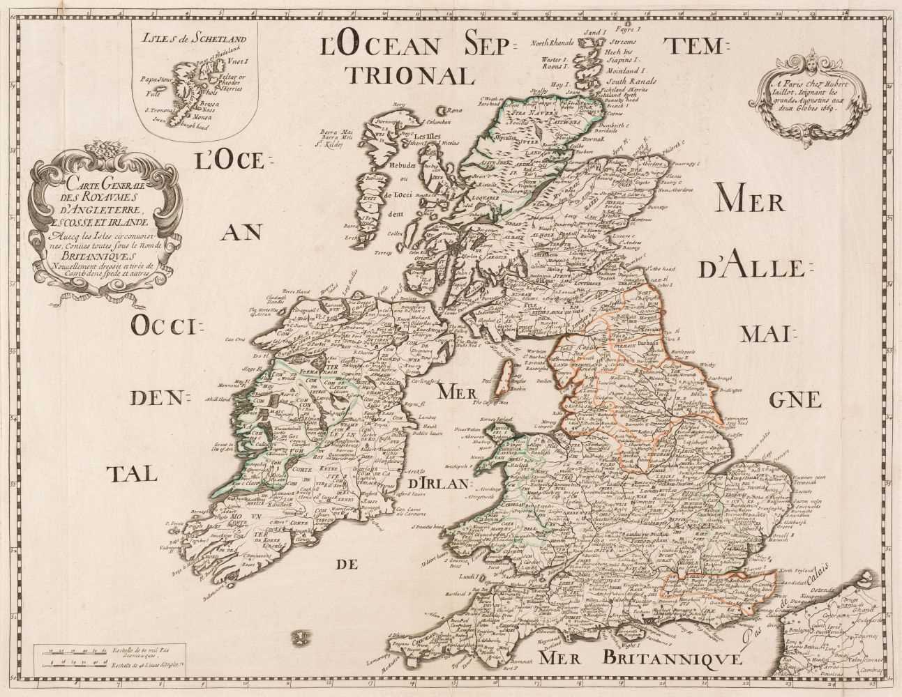 Lot 86 - British Isles. Jaillot (Alexis Hubert), Carte Generale des Royaumes D'Angleterre..., Paris, 1669