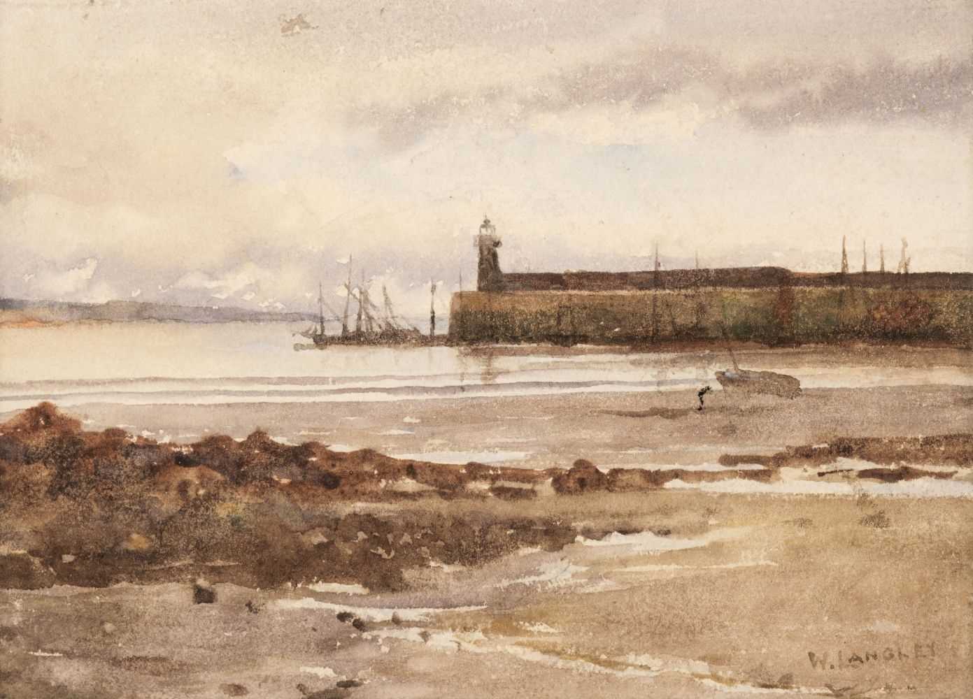 Lot 128 - Langley (William, 1852-1922). Old Newlyn Quay