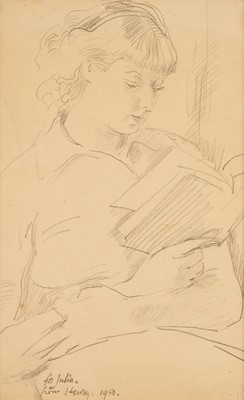 Lot 190 - Lamb (Henry, 1882-1960). Julia Strachey Reading, 1950, pencil