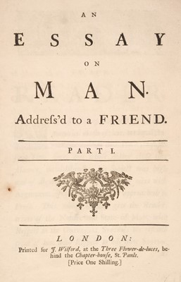 Lot 295 - Pope (Alexander). An Essay on Man. Address'd to a Friend, 1733