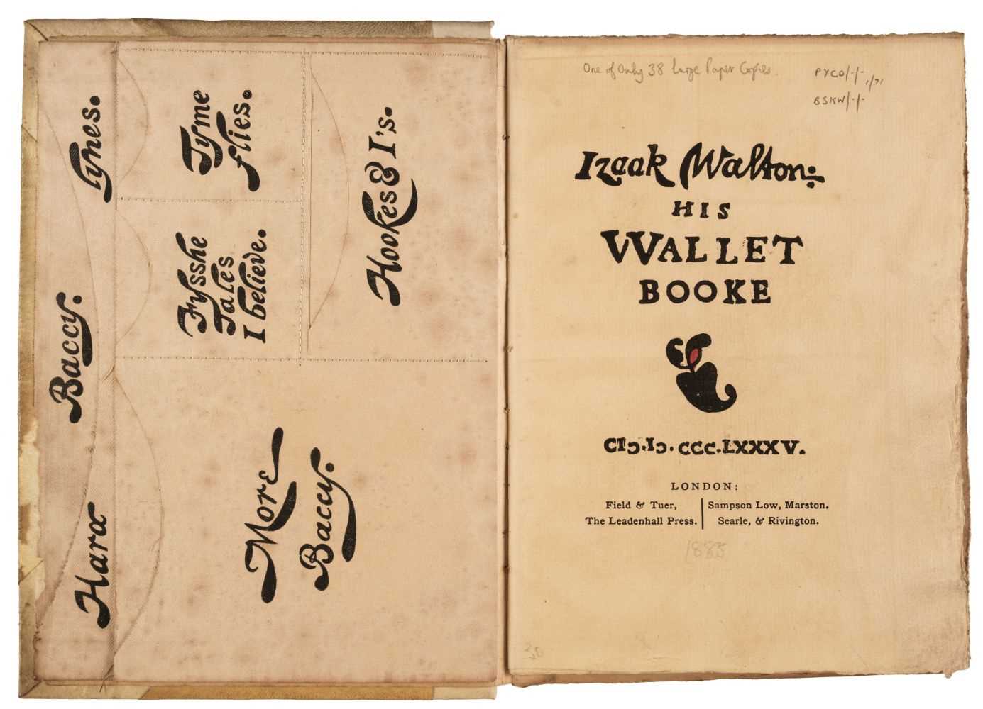 Lot 234 - Walton (Izaak). Izaak Walton: His Wallet Booke, 1885