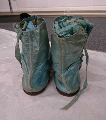 Lot 598 - Clothing. A pair of Regency silk half boots, circa 1820s/30s