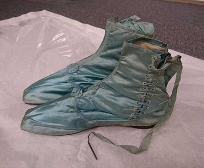 Lot 598 - Clothing. A pair of Regency silk half boots, circa 1820s/30s