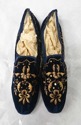 Lot 598 - Clothing. A pair of Regency silk half boots, circa 1820s/30s