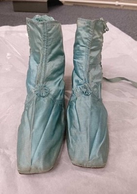 Lot 598 - Clothing. A pair of Regency silk half boots, circa 1820s/30s