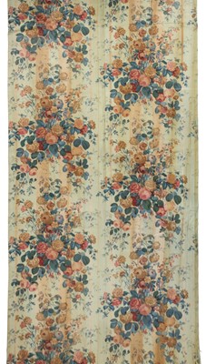 Lot 603 - Curtains. A pair of large chintz curtains, French, 19th century