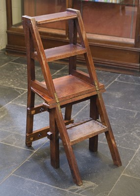 Lot 191 - Library Steps. Gothic Revival Walnut Metamorphic library chair/steps