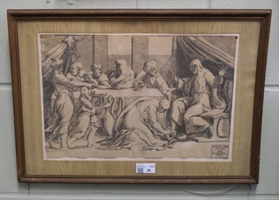 Lot 26 - Gandini (Alessandro, active 1545-1565). Christ in the House of Simon the Pharisee, woodcut