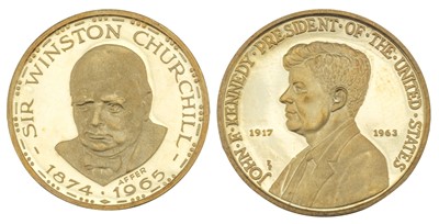 Lot 528 - Sir Winston Churchill. Two gold commemorative medals
