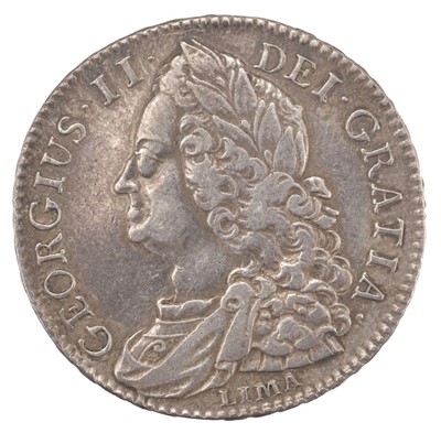Lot 511 - George II (1727-1760). Halfcrown, 1745, DECIMO NONO, old laureate and draped bust, very fine