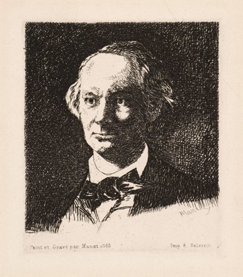 Lot 137 - Manet (Edouard, 1832–1883). Portrait of Charles Baudelaire, 1868, etching on laid paper