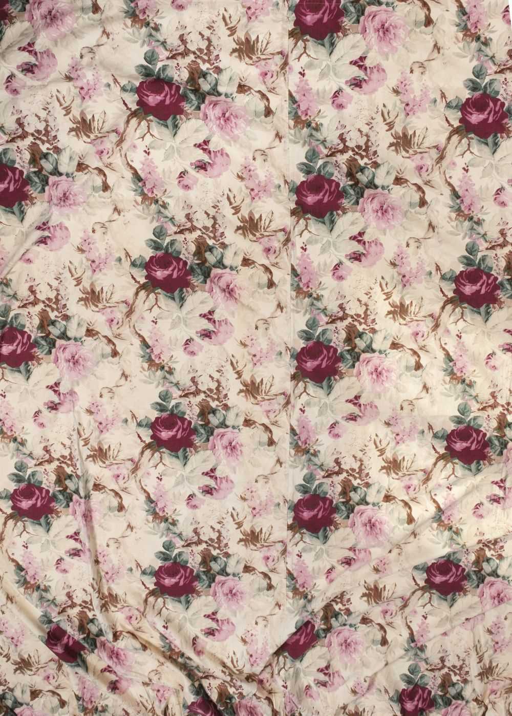 Lot 600 - Curtain. A rose-printed cotton curtain, probably English, early 20th century