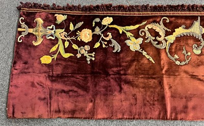 Lot 607 - Embroidered pelmets. A pair of metalwork pelmets, Continental, early 18th century, & later