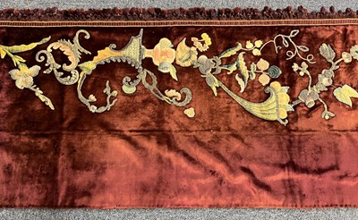 Lot 607 - Embroidered pelmets. A pair of metalwork pelmets, Continental, early 18th century, & later