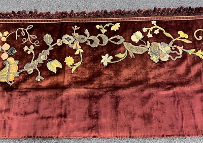 Lot 607 - Embroidered pelmets. A pair of metalwork pelmets, Continental, early 18th century, & later