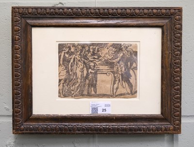Lot 25 - Attributed to A. da Trento after Parmigianino, Mucius Scaevola, circa 1545, woodcut