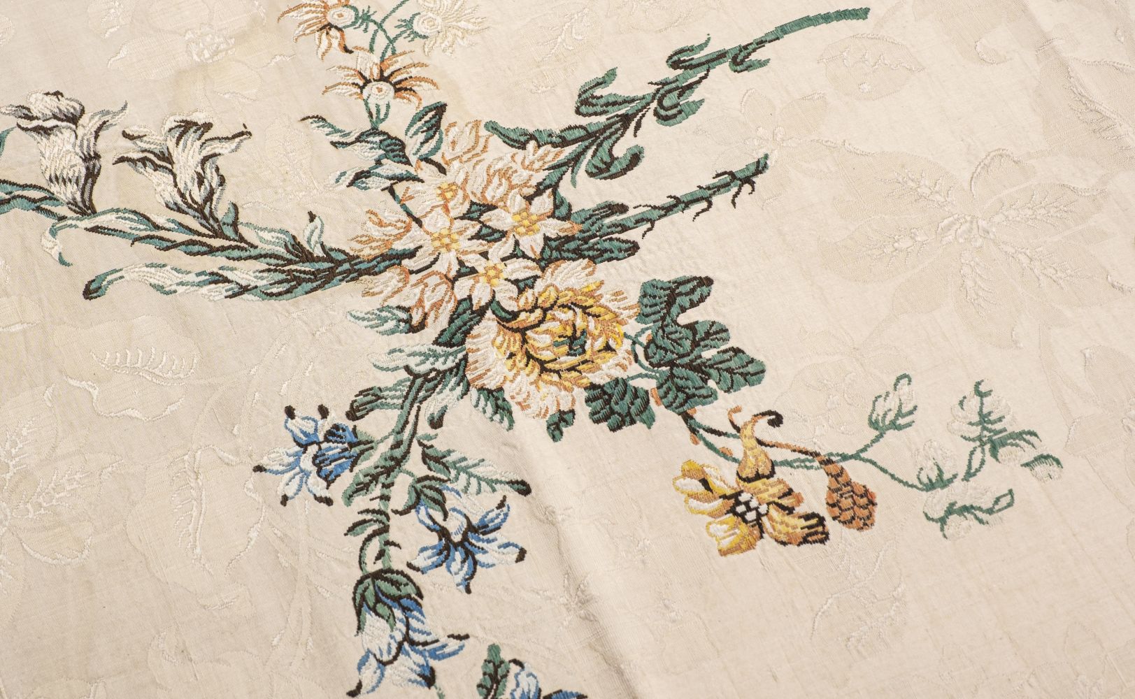 Lot 647 Spitalfields. A pair of silk brocaded damask