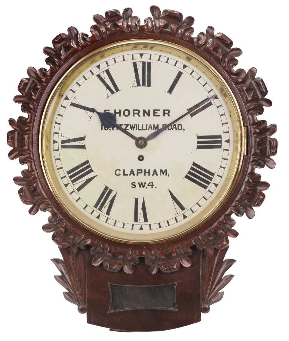 Lot 418 - Clock. A Victorian drop dial mahogany wall clock
