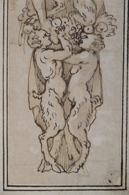Lot 16 - Italian School, circa 1600. Pan with Satyrs, pen and ink