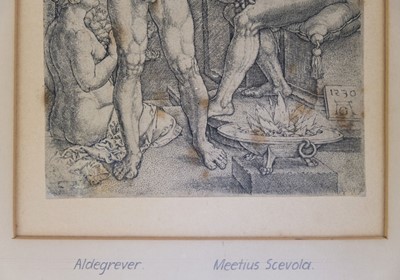 Lot 24 - Aldegrever (Heinrich, 1502-circa 1561). Mucius Scaevola before Porsenna, 1530, engraving