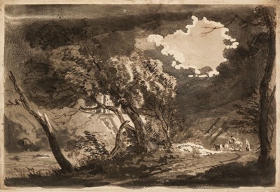 Lot 53 - Sandby (Paul, 1731-1809). Stormy wooded landscape, ink and wash over aquatint, circa 1773