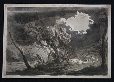 Lot 53 - Sandby (Paul, 1731-1809). Stormy wooded landscape, ink and wash over aquatint, circa 1773