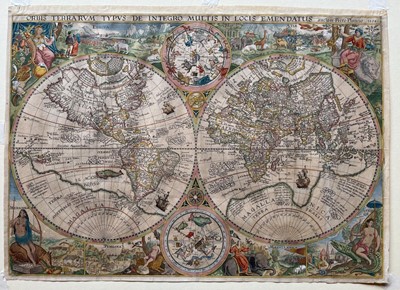 Lot 186 - World. Plancius (Petrus). Orbis Terrarum Typus de Integro Multis in Locis Emendatus..., 1594